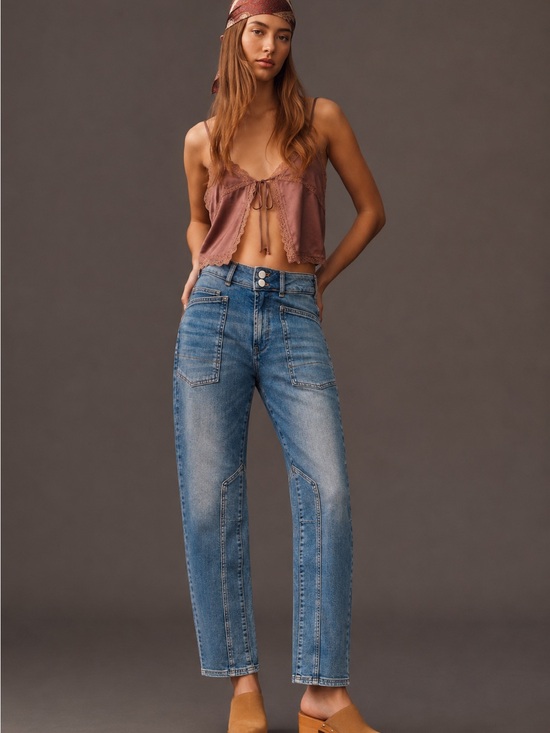 Pilcro Denim - Pilcro Anthropologie Utility Straight Leg Jeans Size 26 Patch Pocket Paneled